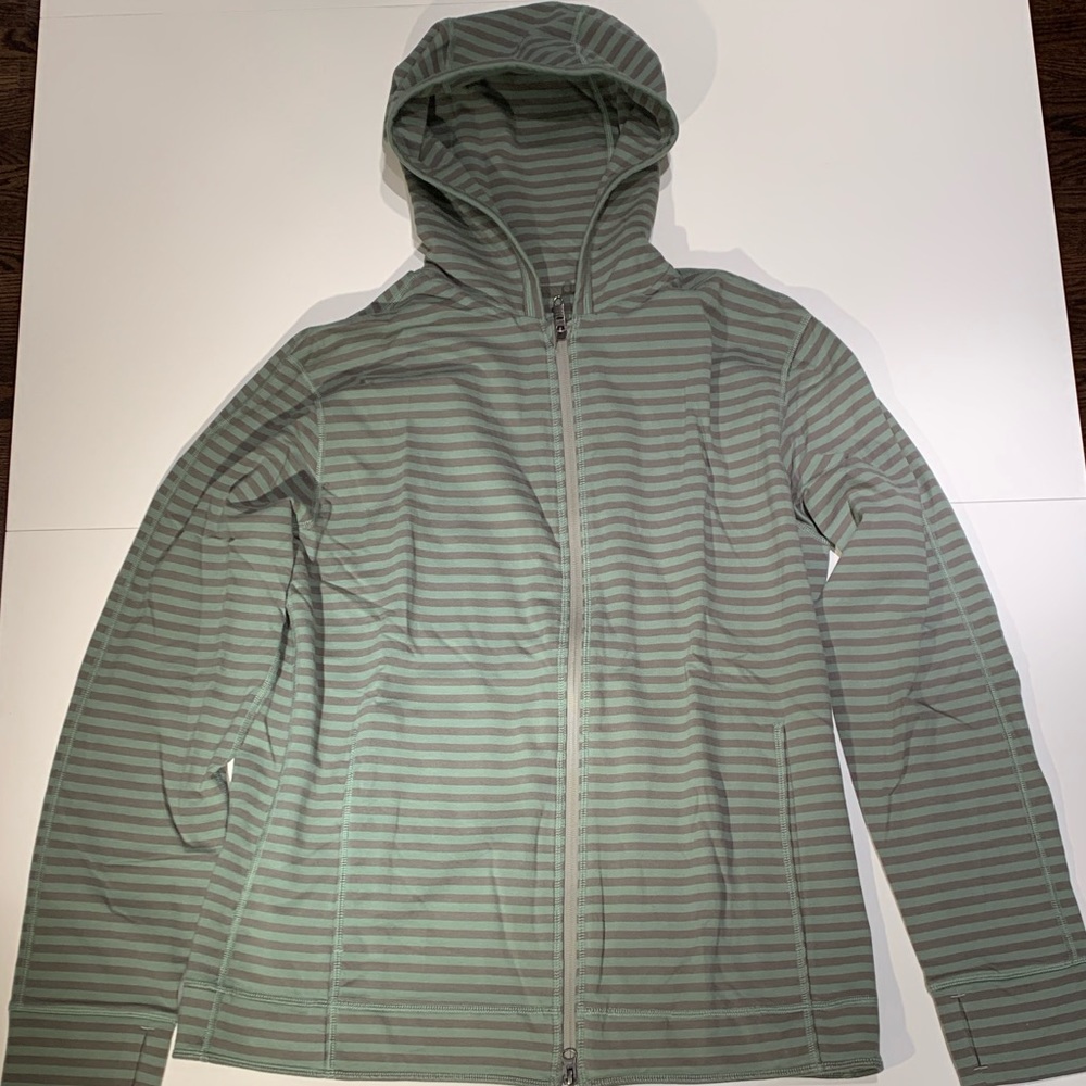 Lululemon Men’s Striped Green/Gray Hoodie Jacket-L